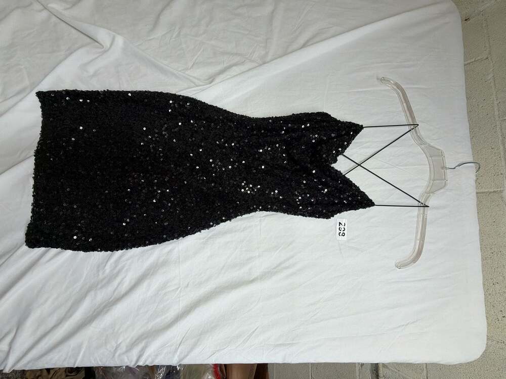 Windsor Black Sequin Mini Dress with Open Back and Halter Straps Size XS